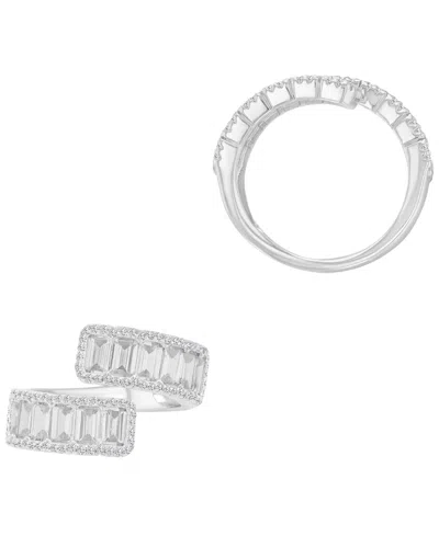 Macy's Silver-plated Emerald Open Adjustable Ring In Metallic