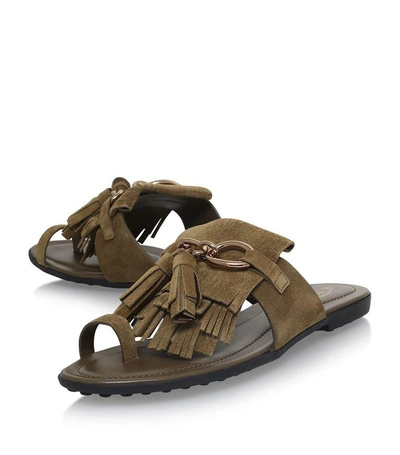 Shop Tod's Suede Fringed Sandals