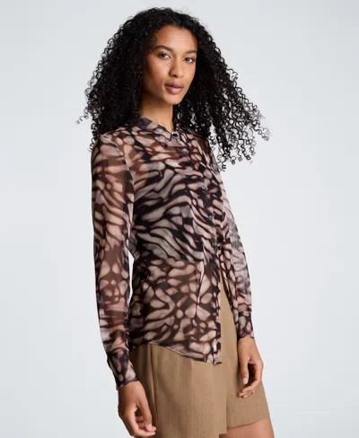 Kenneth Cole Front Button Shirt In Brown
