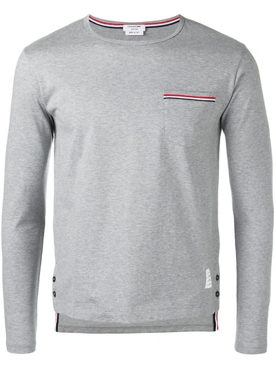 Shop Thom Browne Long-sleeved T-shirt - Grey