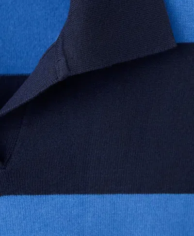 Mango Pull-over Rayures Col Polo In Blue