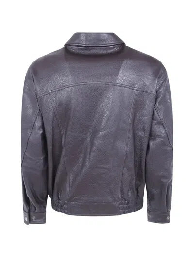 Dunst Elasticated-hem Leather Jacket In Gray