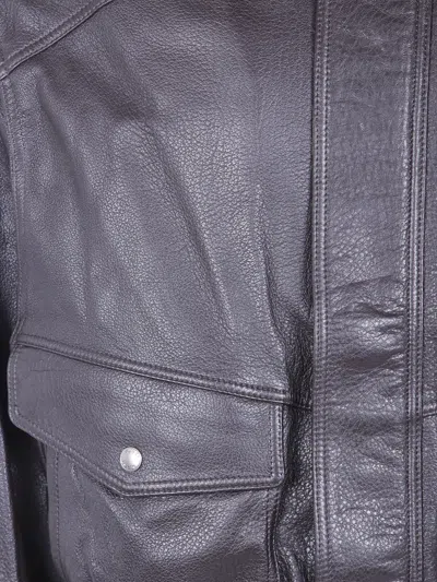 Dunst Elasticated-hem Leather Jacket In Gray