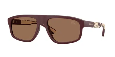 Burberry Knight Rectangular-frame Sunglasses In Matte Burgundy