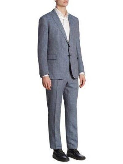 Shop Ralph Lauren Textured Wool Blend Suit In Blue