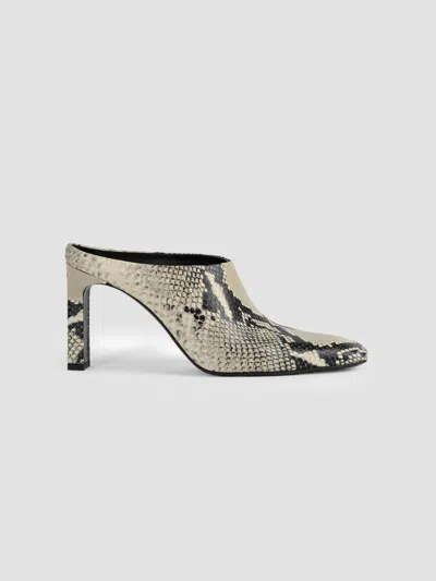 Totême Bar 85mm Python-embossed Leather Mules In Black Ecru