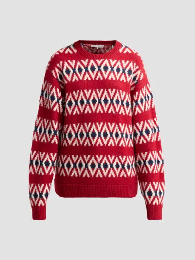Frame The Oversized Alpaca Sweater Currant Fairisle In Red