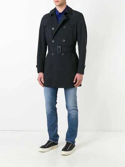 Shop Herno Classic Trench Coat In Blue