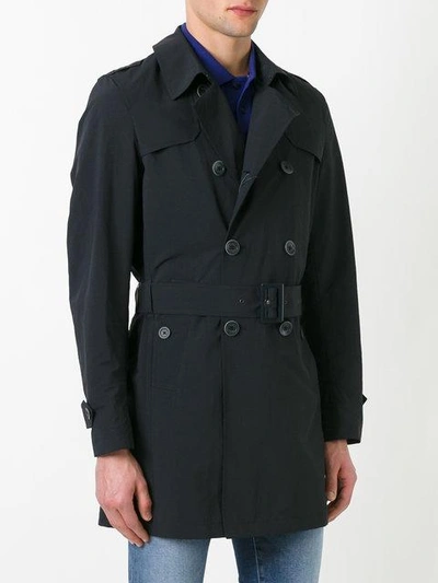 Shop Herno Classic Trench Coat In Blue