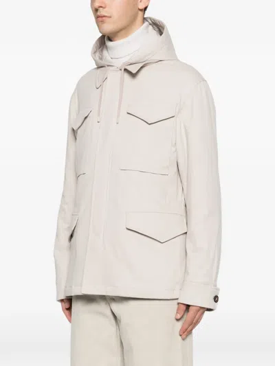 Eleventy Hooded Multi-pocket Jacket In Neutral