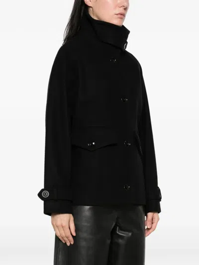 Sessun High-neck Button-up Oversized Jacket In Black