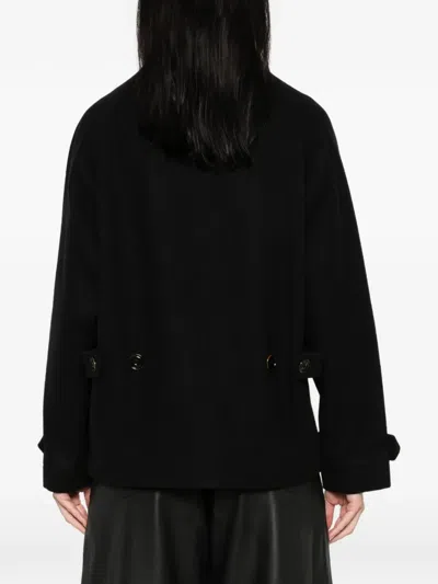 Sessun High-neck Button-up Oversized Jacket In Black