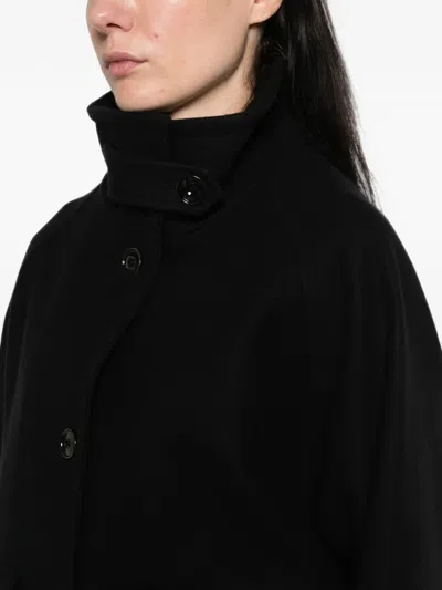 Sessun High-neck Button-up Oversized Jacket In Black