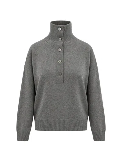 Seventy Button-fastening High-neck Sweater In Gray