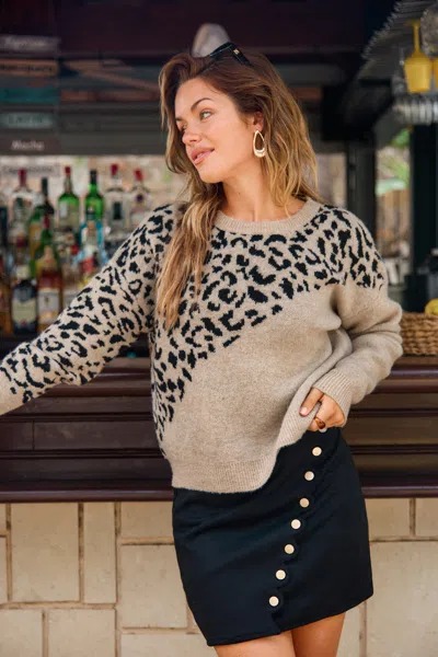 Cupshe Contrast Leopard Sweater In Multi