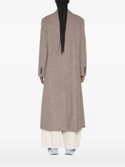 Sandro Tailored-collar Single-breasted Coat In Brown