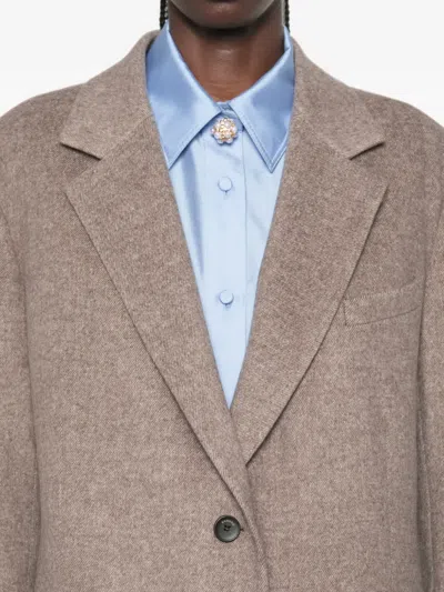 Sandro Tailored-collar Single-breasted Coat In Brown