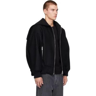 Simone Rocha Black Oversized Split Hood Jacket In Black