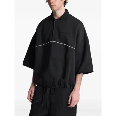 Essentials Piped Polo-style Sweatshirt In Black