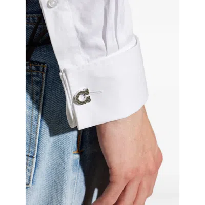 Ferragamo Gancini Diamond-patterned Cufflinks In Brown