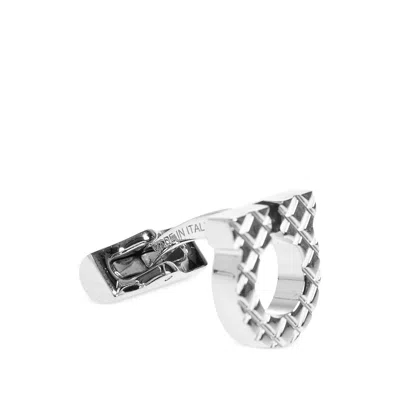 Ferragamo Gancini Diamond-patterned Cufflinks In Brown