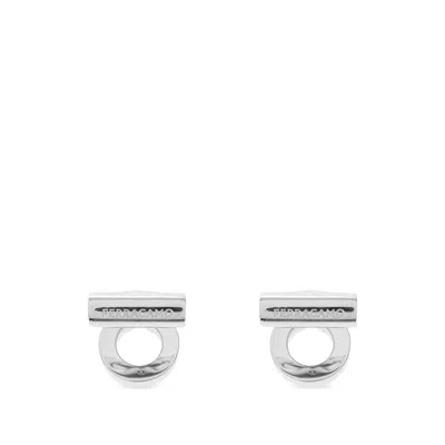Ferragamo Gancini Diamond-patterned Cufflinks In Brown