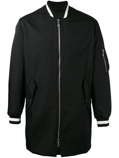 Kenzo Tech Cotton Long Bomber Jacket In Black