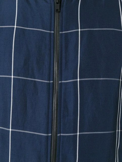 Shop Theory Maxi Check Bomber Jacket In Blue