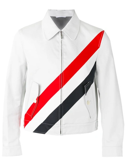 Thom Browne Slim-fit Striped Cotton-twill Jacket In Grey