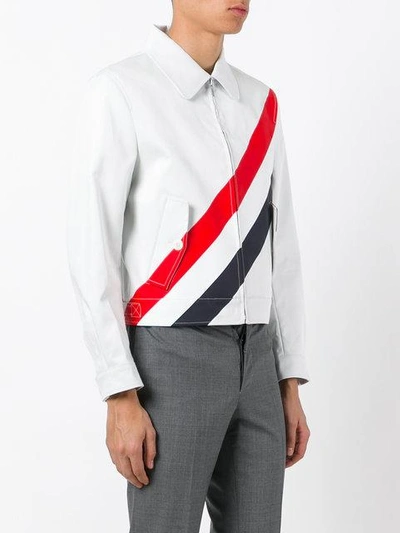 Shop Thom Browne Striped Shirt Jacket In Grey