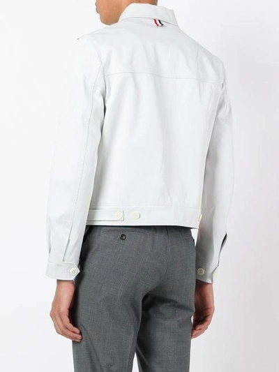 Shop Thom Browne Striped Shirt Jacket In Grey
