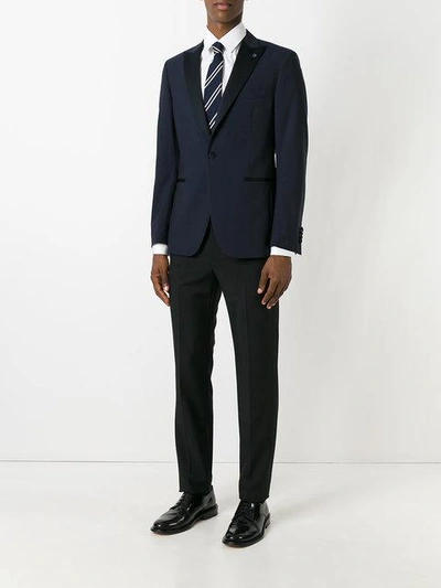 Shop Lardini Pointed Lapels Suit Jacket In Blue