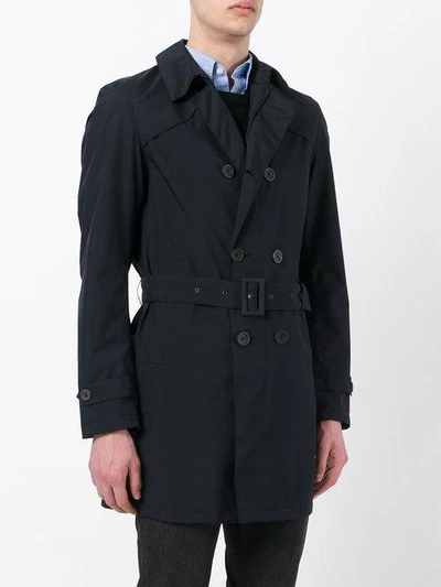 Shop Herno Slim-fit Trench Coat - Blue