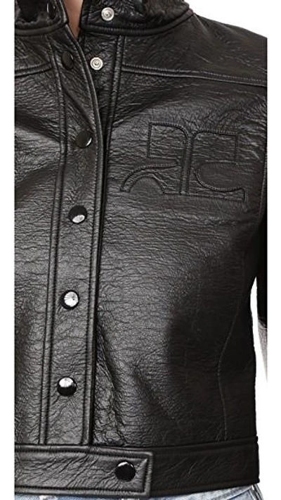 Shop Courrèges Cropped Jacket In Black