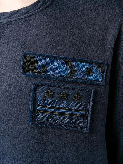 Shop Valentino Embellished Military Patch Sweatshirt