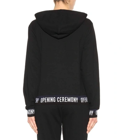 Shop Opening Ceremony Elastic Logo Cotton Hoodie In Llack