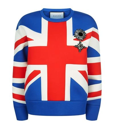 Shop Gucci Union Jack Brooch Sweatshirt