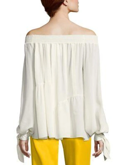 Shop Derek Lam Silk Shirred Blouse In Silk White