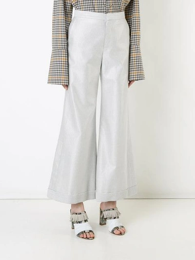 Shop Irene Striped Palazzo Pants - White