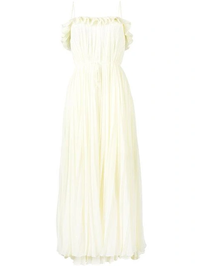 Shop Adam Lippes Sleeveless Pleated Gown In Yellow