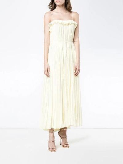 Shop Adam Lippes Sleeveless Pleated Gown In Yellow