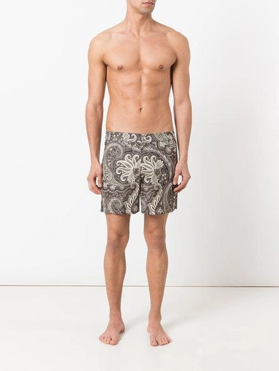 Shop Brioni Printed Swimming Shorts - Brown