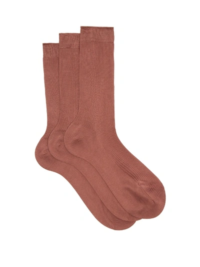 Raey Set Of Three Silk Socks In Mid Pink