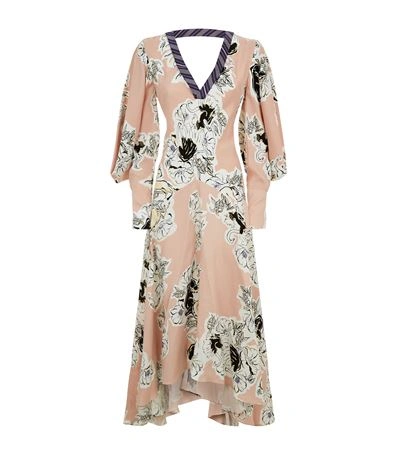 Roksanda Zenku Floral-print Double Silk-georgette Gown In Blossom-pink