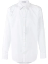 Alexander Mcqueen Sophisticated Cotton Blend Shirt With Unique Shell Buttons And Adjustable Strap De In Opticalwhite