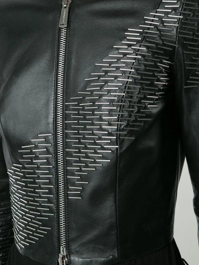 Shop Dsquared2 Sequin Detail Leather Jacket - Black