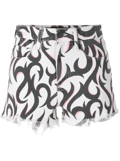 Alexander Wang Bite Tribal Neon Cut Off Shorts In Black