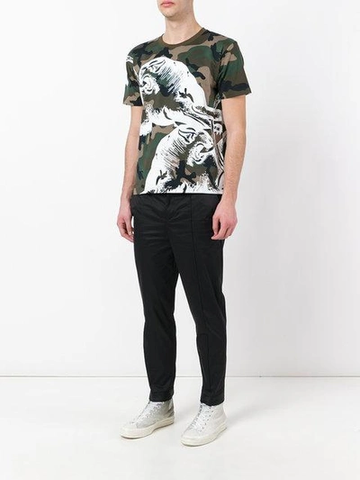 Valentino Panther Print Camo Cotton Jersey T-shirt In Green | ModeSens