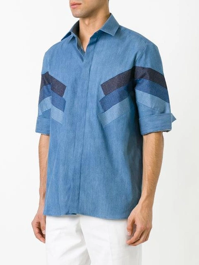 Shop Neil Barrett Denim Stripe Shirt In Blue