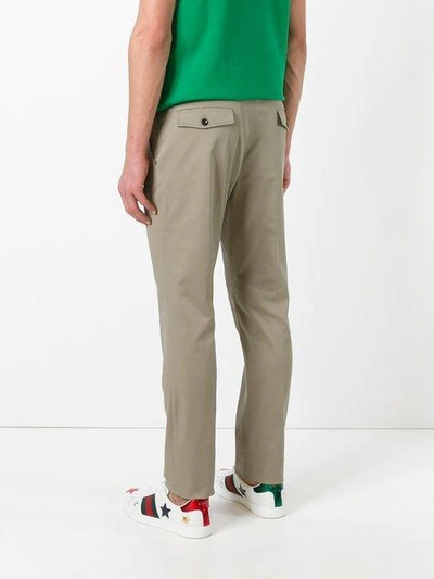 Shop Gucci Bee Embroidered Classic Chinos - Neutrals
